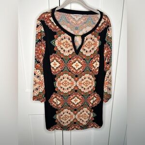 Susan Graver Keyhole Paisley Blouse Top Tunic Women’s Plus Size 1X